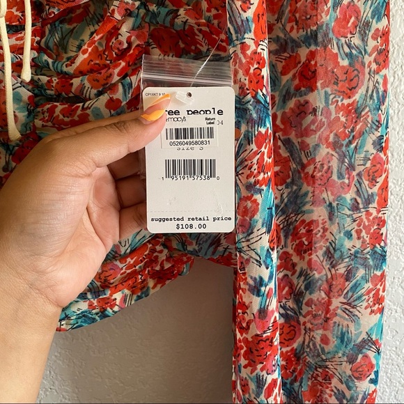 NWT Free People Mabel Print Top Small Pink - Picture 9 of 10